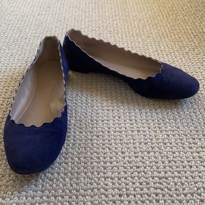 Chloe Lauren ballet flats scalloped blue suede
